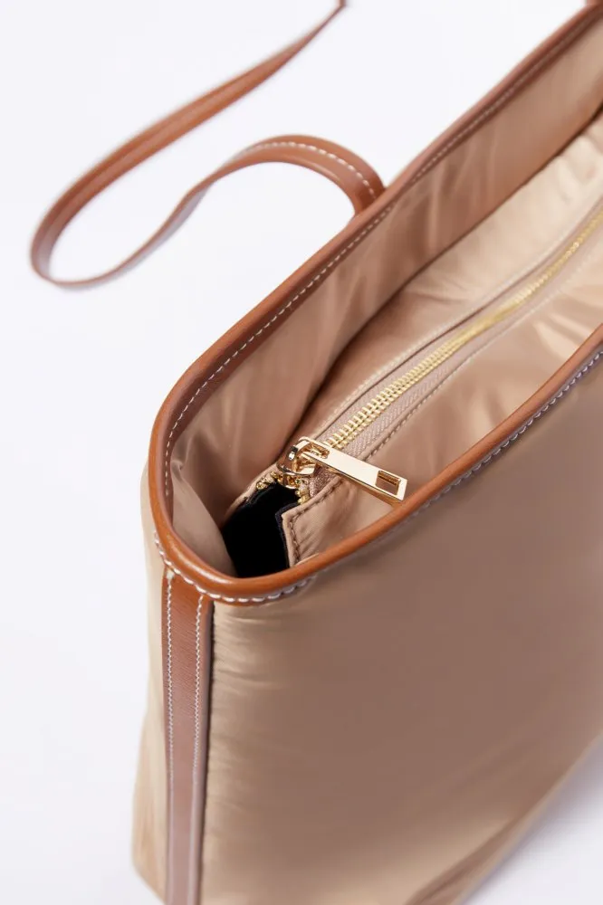 Nylon Maxi Shopper - Camel