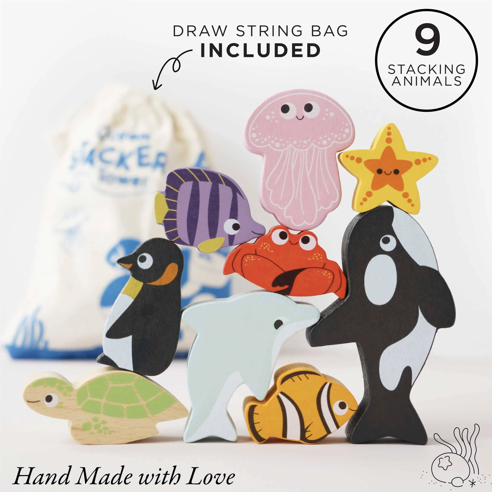 Ocean Life Stacking Animals & Bag