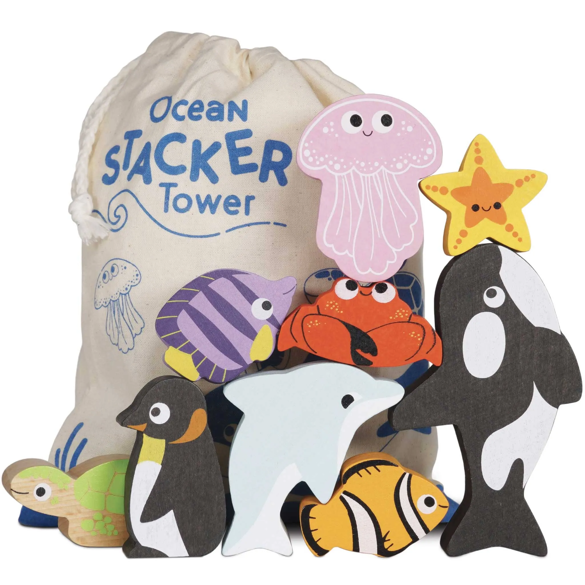 Ocean Life Stacking Animals & Bag