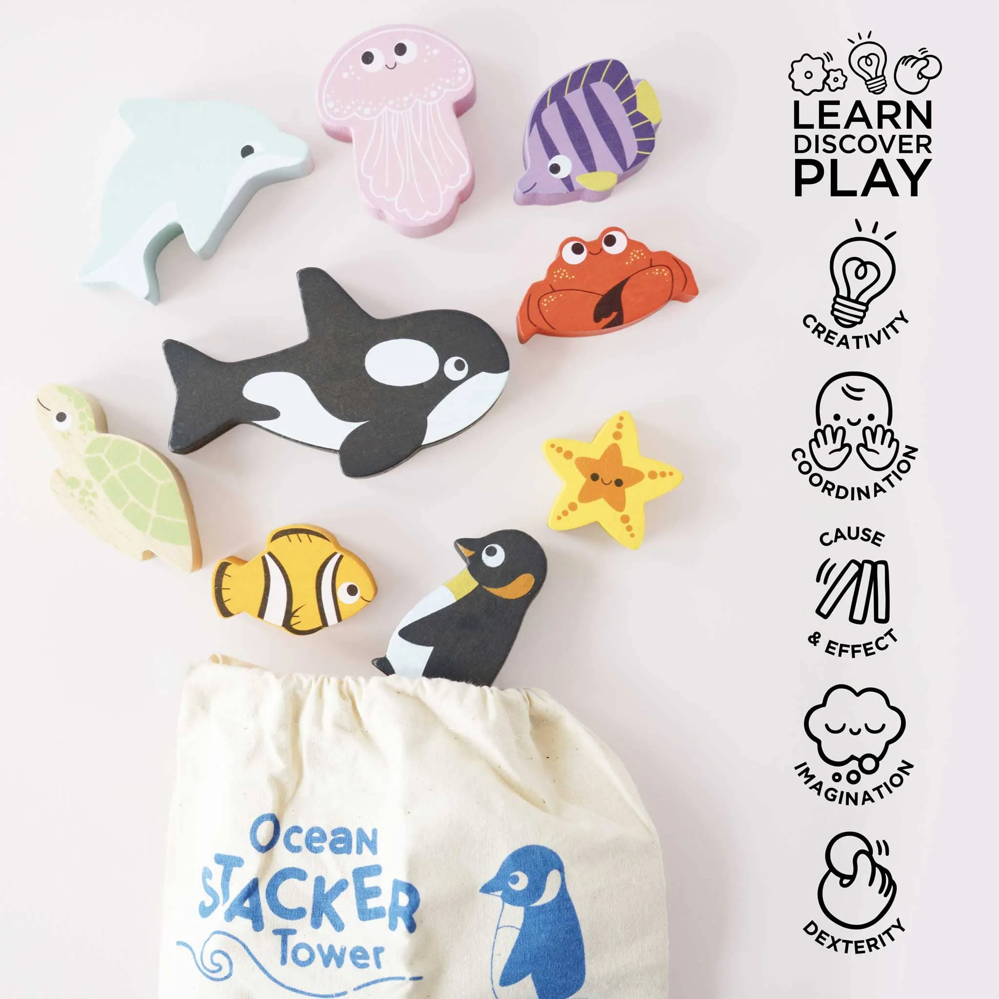 Ocean Life Stacking Animals & Bag