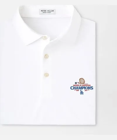 Peter Millar Men's Los Angeles Dodgers World Series Solid Performance Jersey Polo