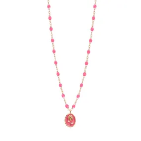 Pink Rose Necklace, Rose Gold, 16.5