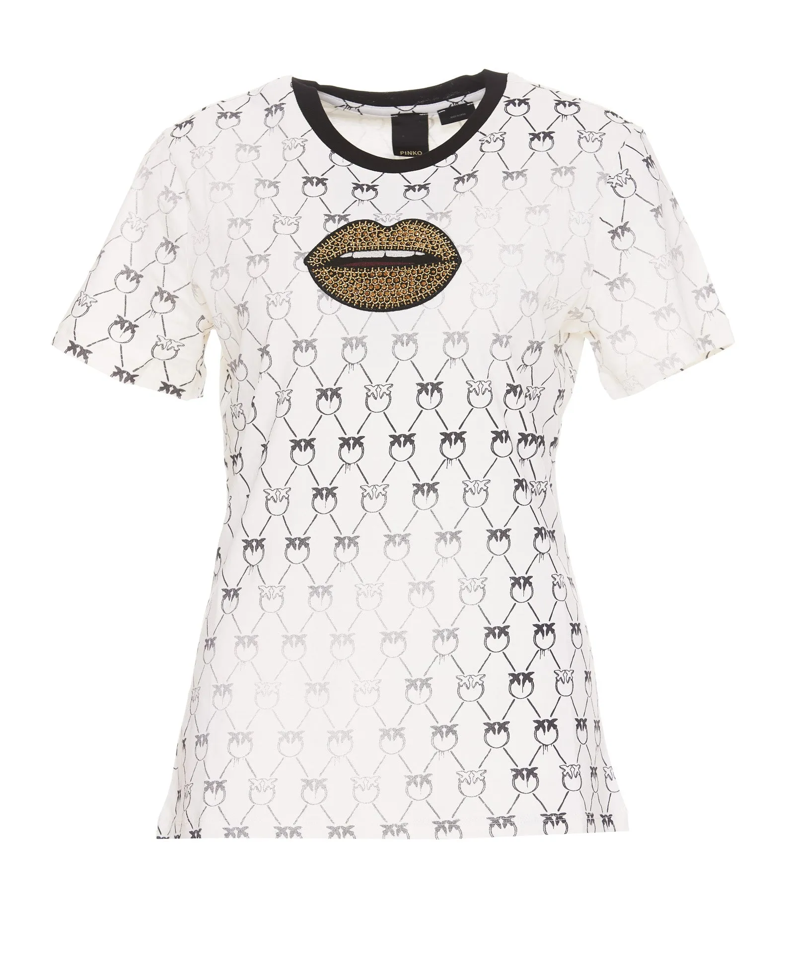 Pinko Monogram Print Crewneck T-Shirt