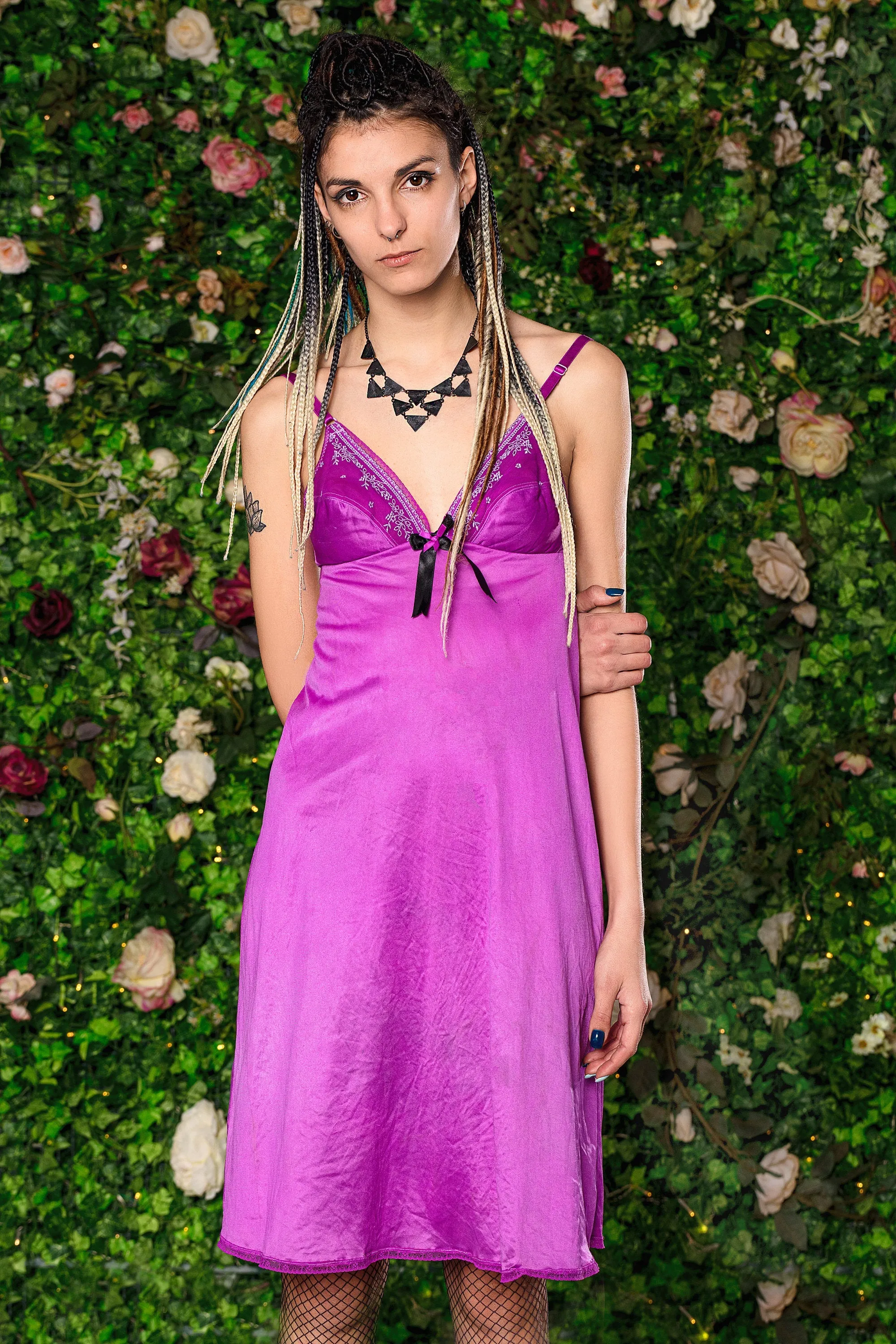 Pretty In Hot Pink cupped grunge slip dress