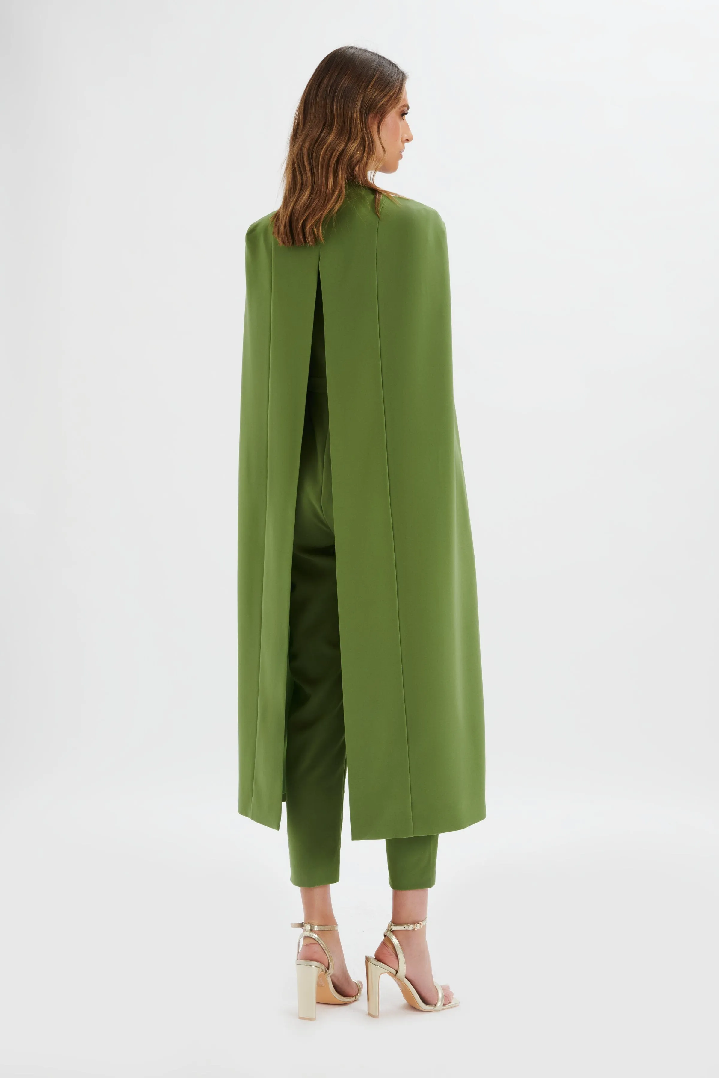 RAYNA Cape Style Tailored Jumpsuit in Green