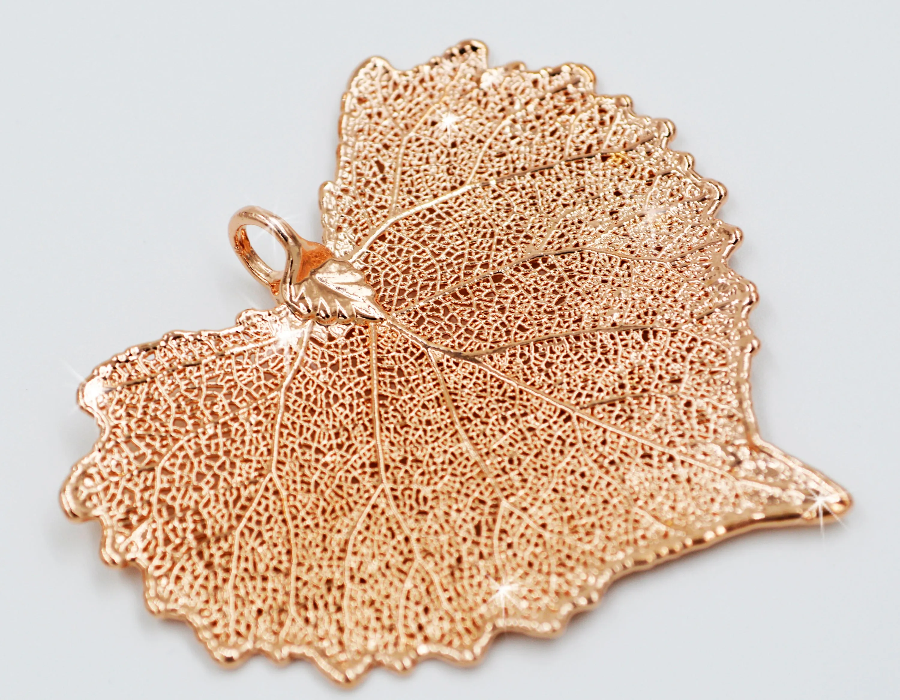 Real Leaf PENDANT COTTONWOOD Rose Gold Dipped Genuine Leaf