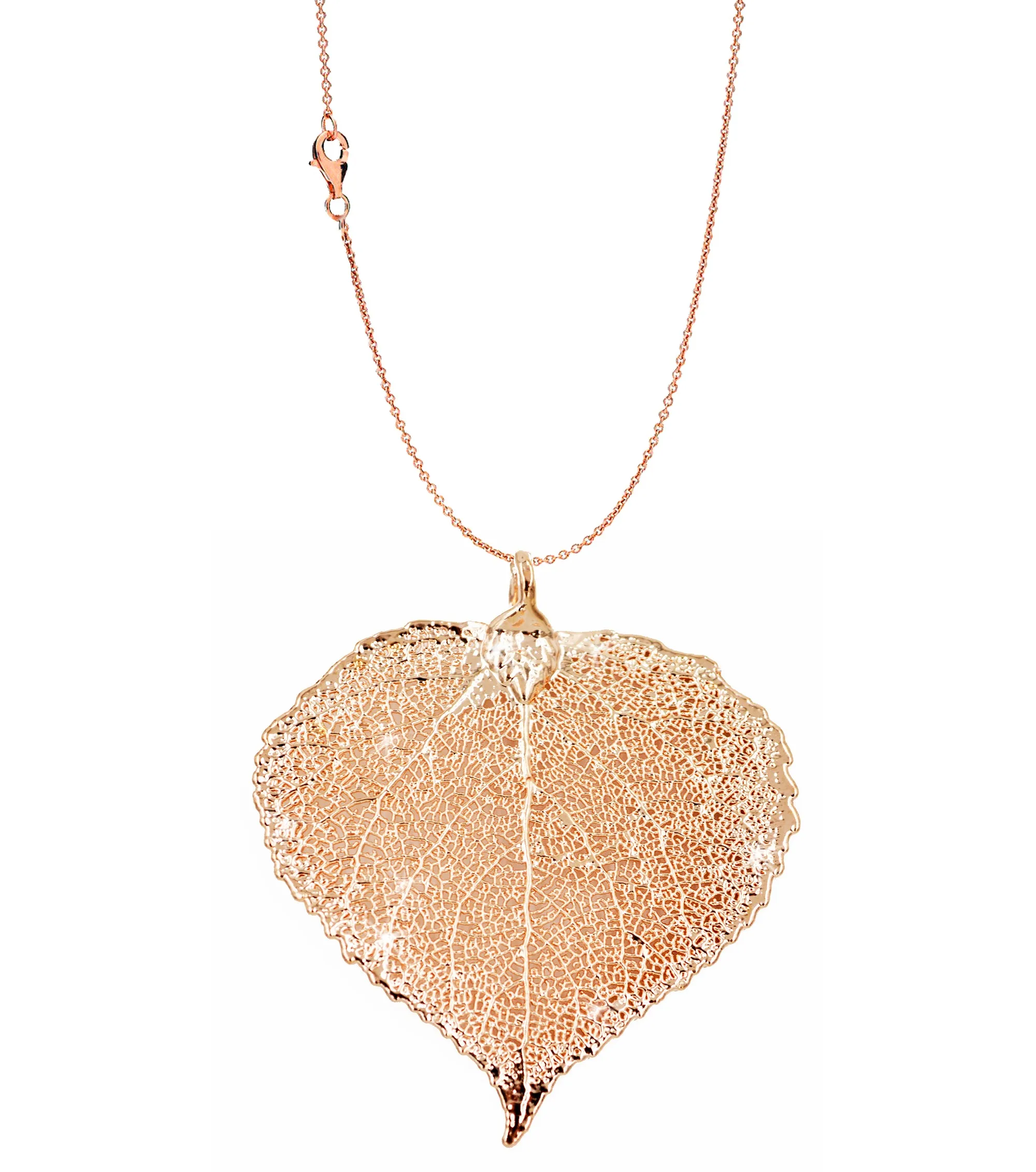 Real Leaf PENDANT with Chain ASPEN Dipped in Rose Gold Genuine Leaf Necklace