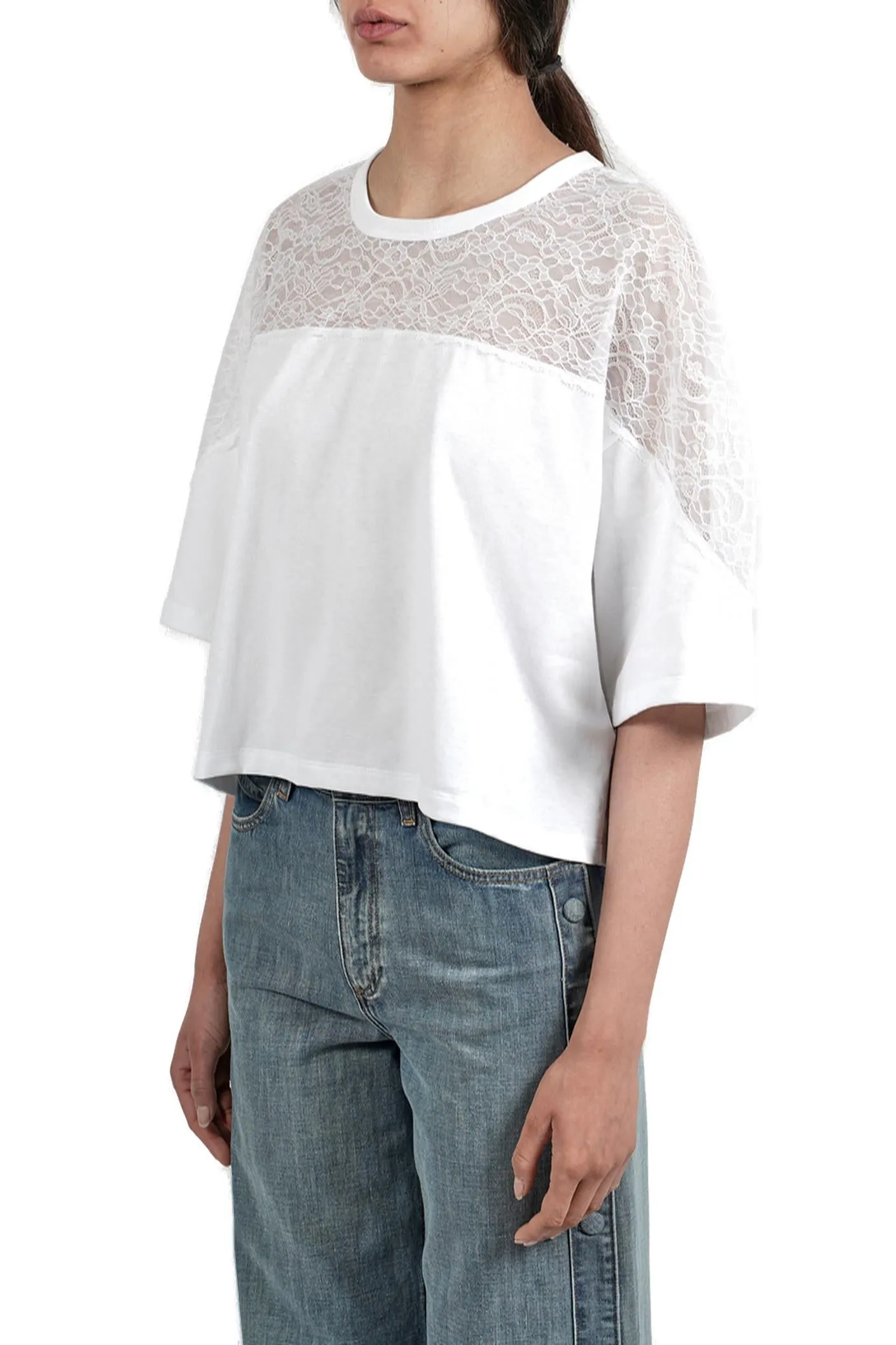 REDValentino Lace Detailed Crewneck T-Shirt