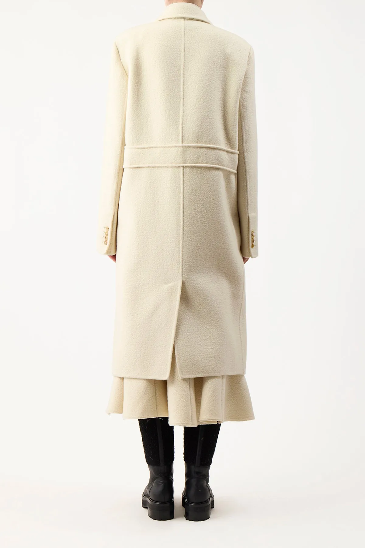 Reed Coat in Ivory Double-Face Recycled Cashmere Felt