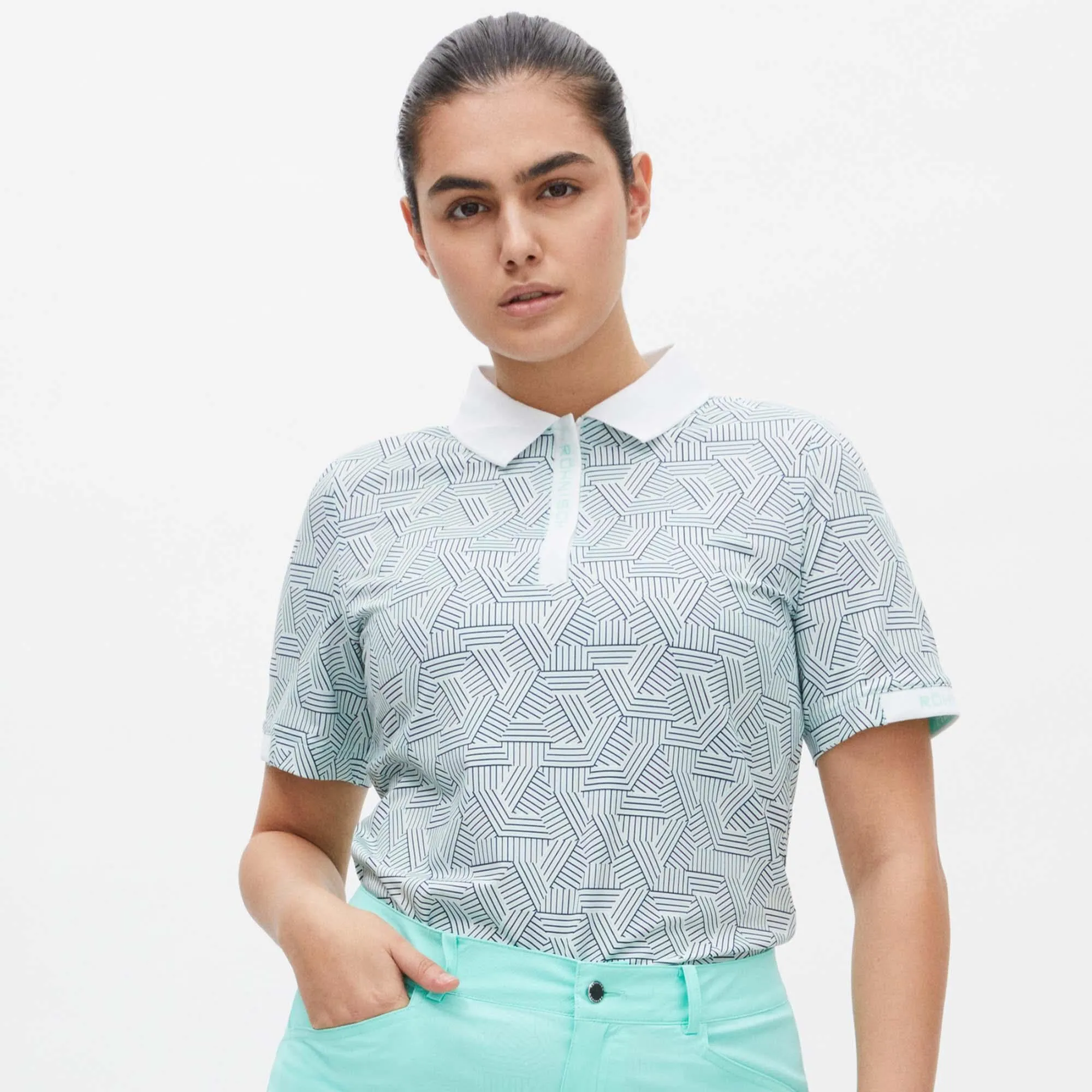 Rohnisch Abby Ladies Golf Polo Shirt Hexagon Mint