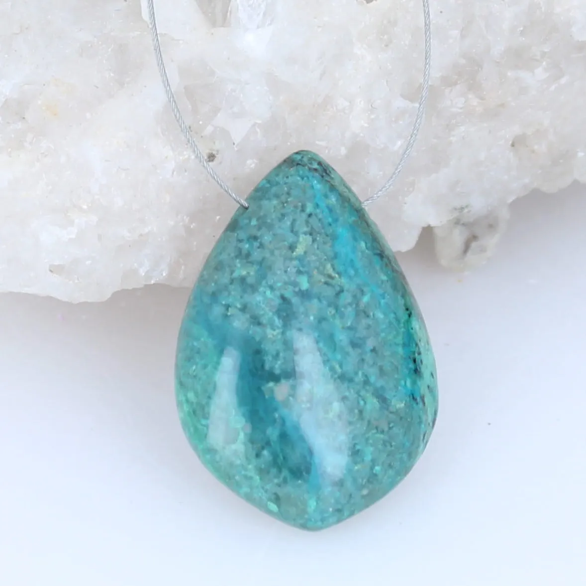 Silicated Chrysocolla Pendant Component 29x20mm Teardrop