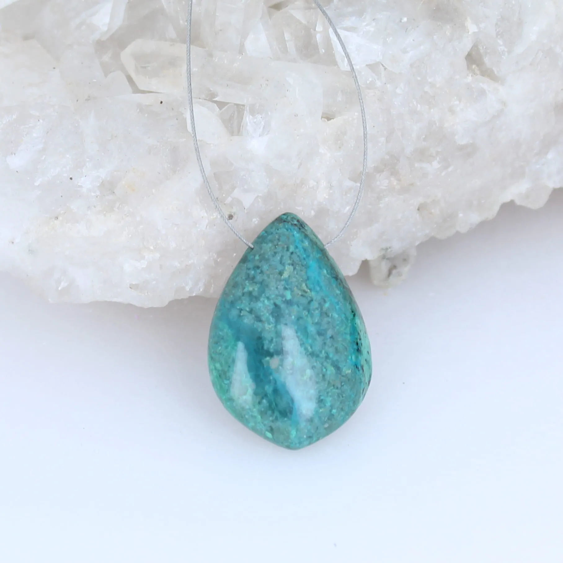 Silicated Chrysocolla Pendant Component 29x20mm Teardrop