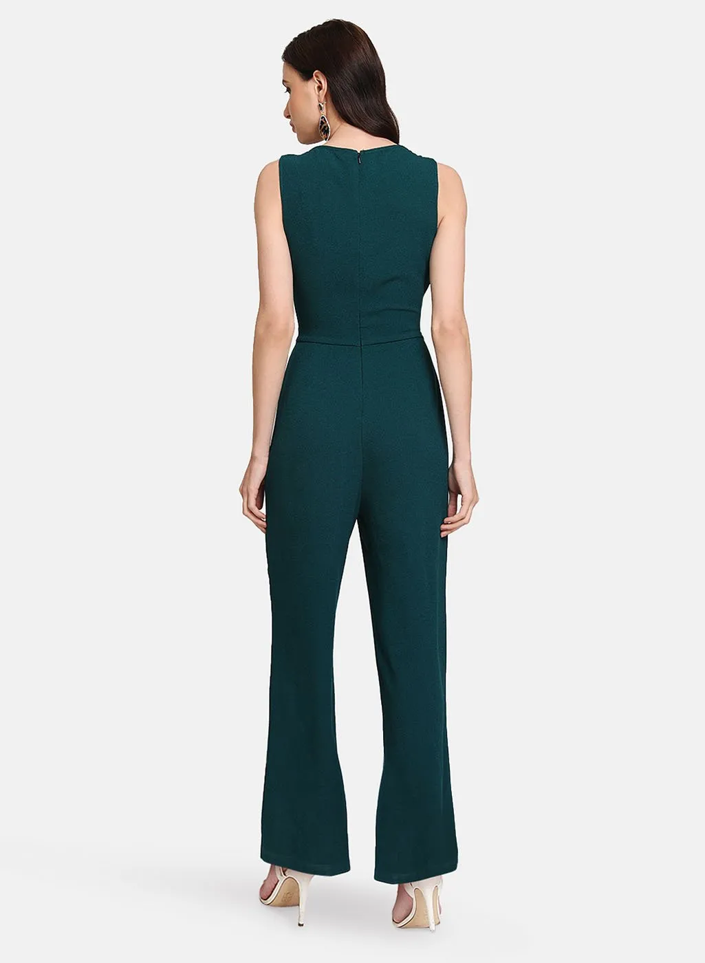 Sleeveless Jumpsuit With Tie-Up At Waist