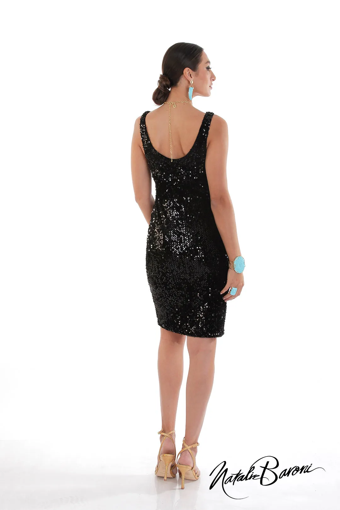 Sleeveless Sequin Cocktail Dress - La Scala