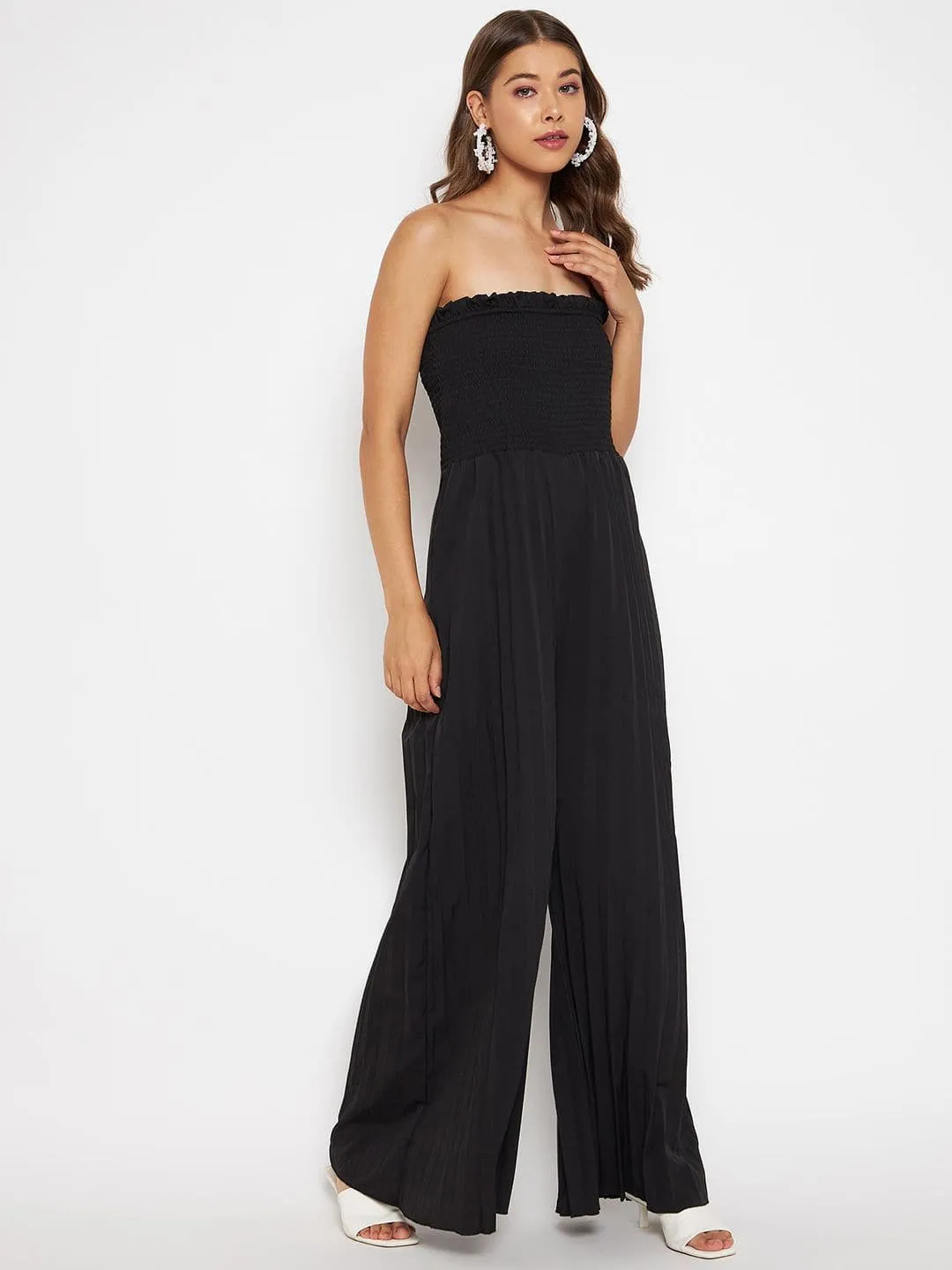 Smocked Strapless Maxi Jumpsuit