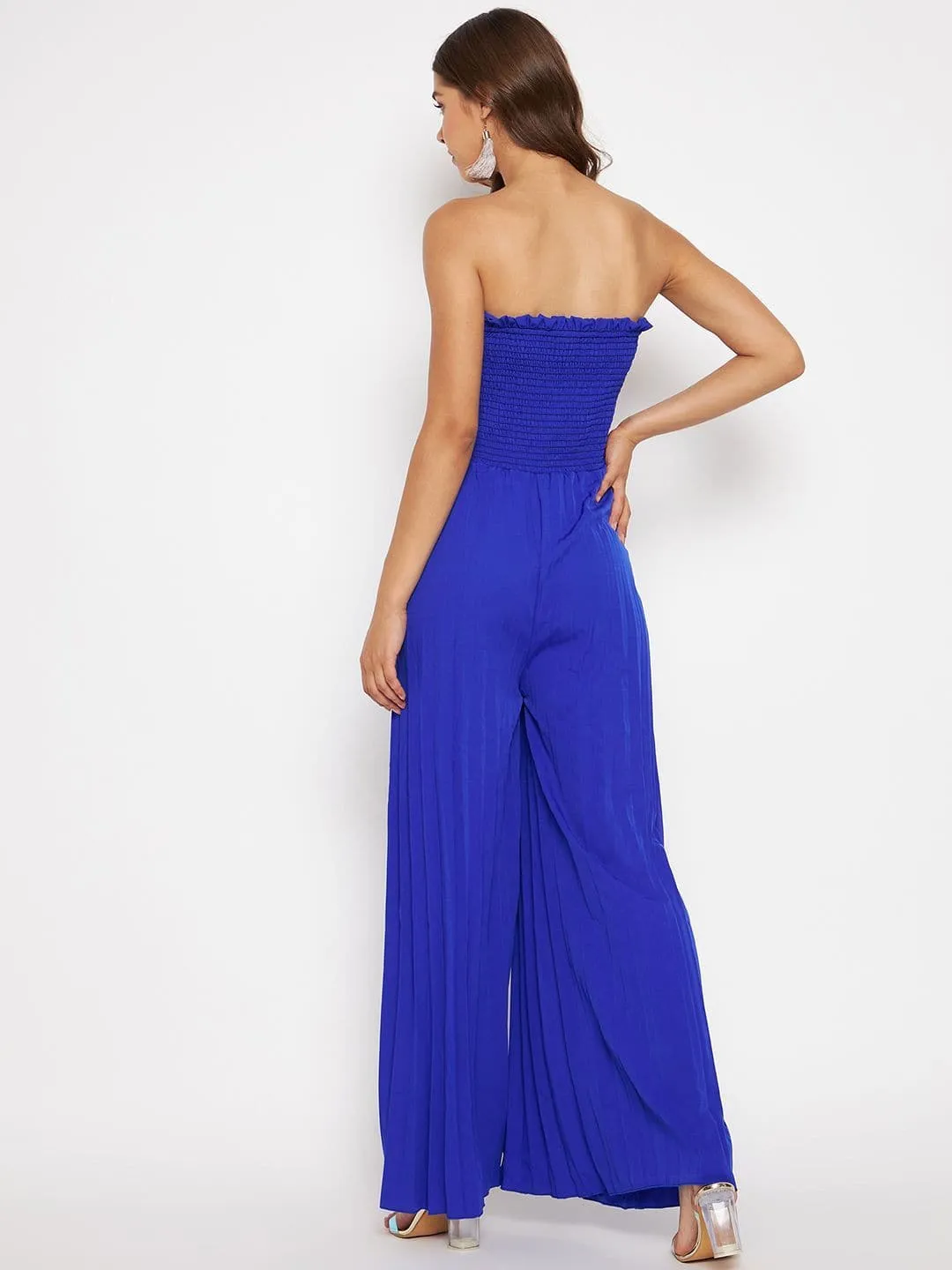 Smocked Strapless Maxi Jumpsuit