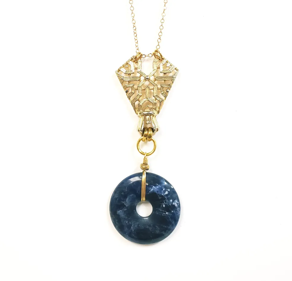 Sodalite Donut Pendant necklace