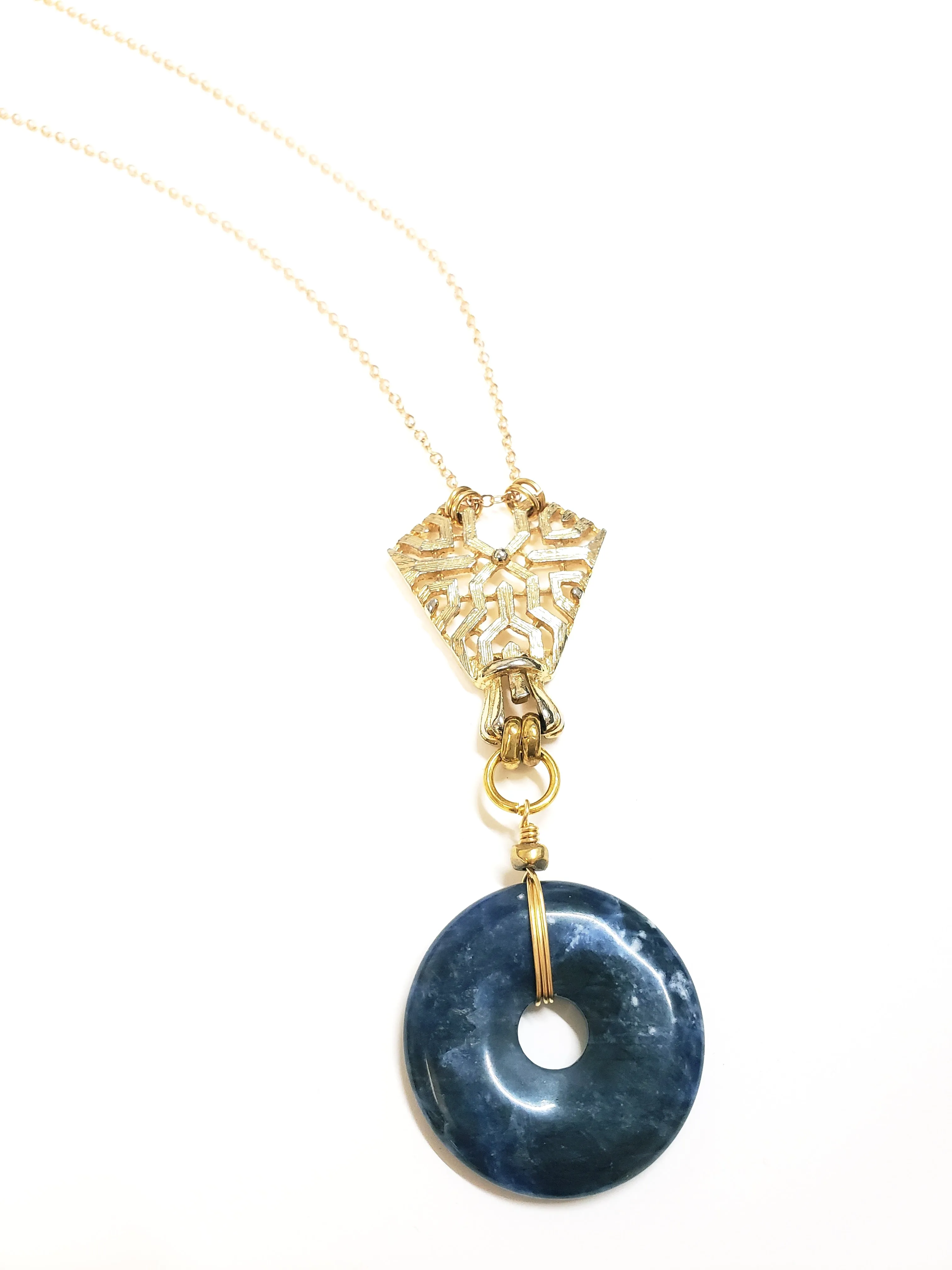 Sodalite Donut Pendant necklace