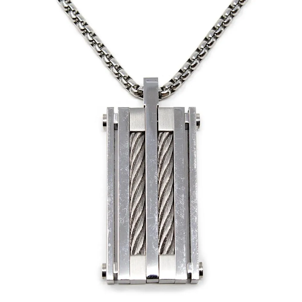 Stainless Steel Chunk Cable Pendant on 24 Inch Chain