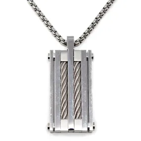 Stainless Steel Chunk Cable Pendant on 24 Inch Chain