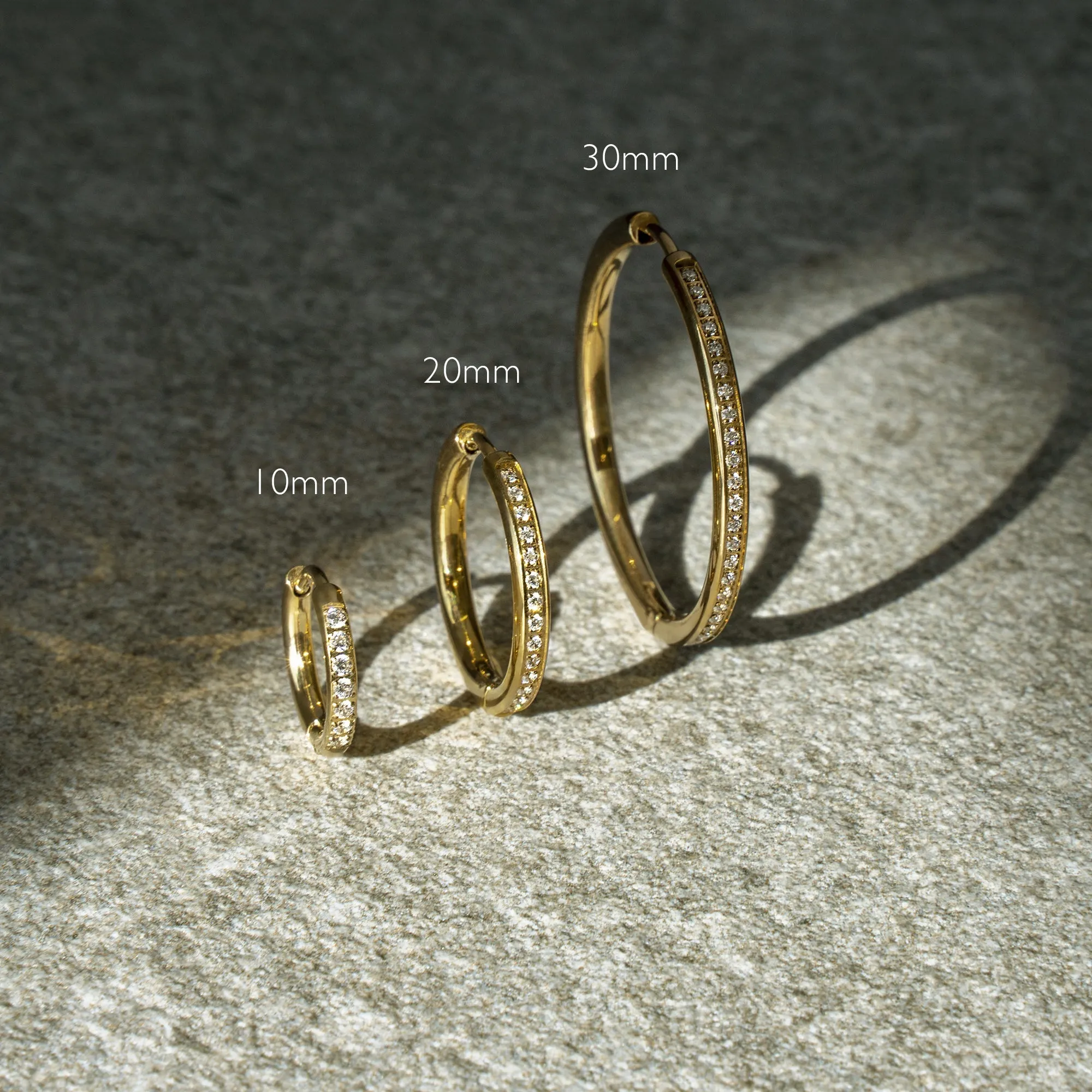 Stainless thin half eternity hoop earrings