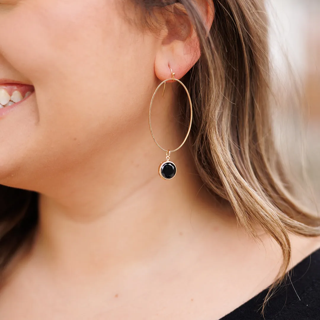 This Is The Time Gem Earrings, Black