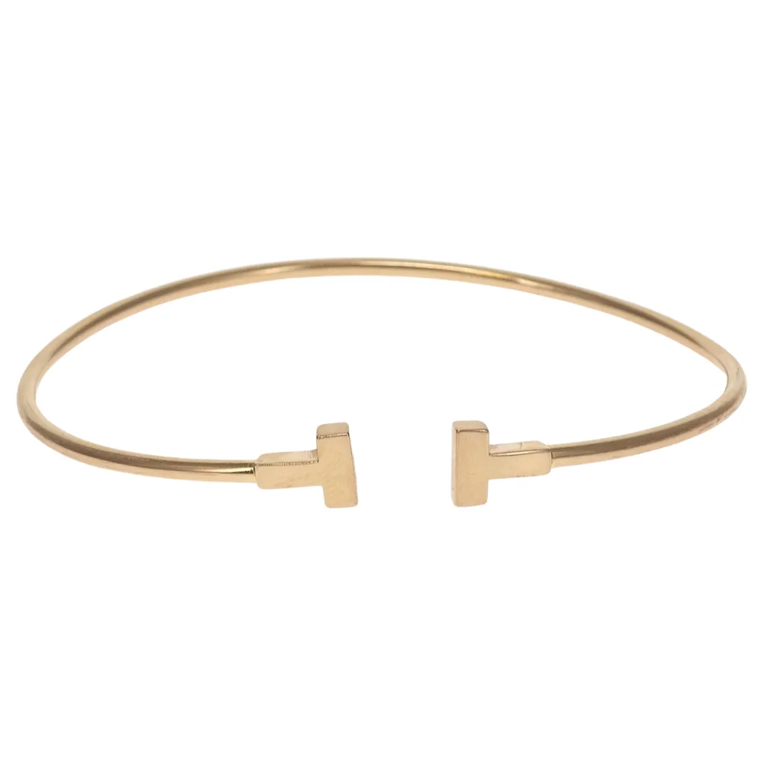 Tiffany & Co 18K Gold Narrow T Wire Bracelet