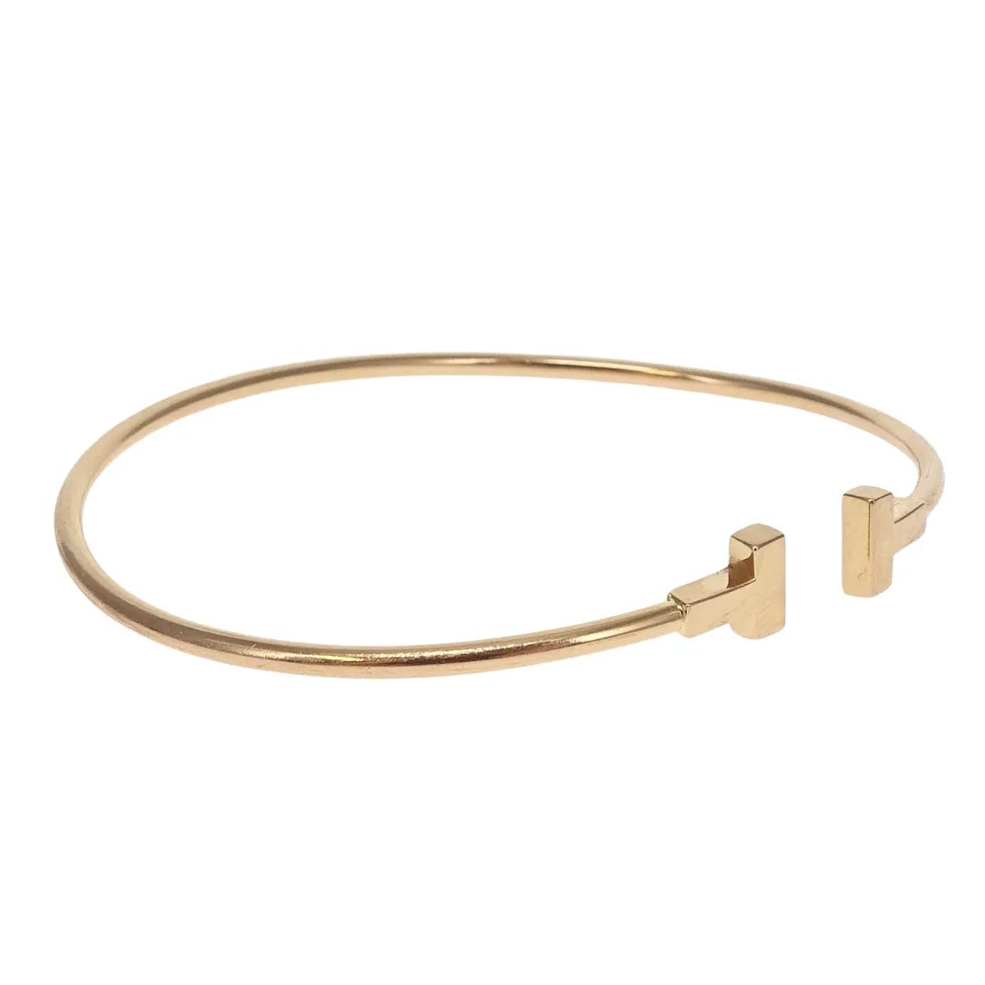 Tiffany & Co 18K Gold Narrow T Wire Bracelet