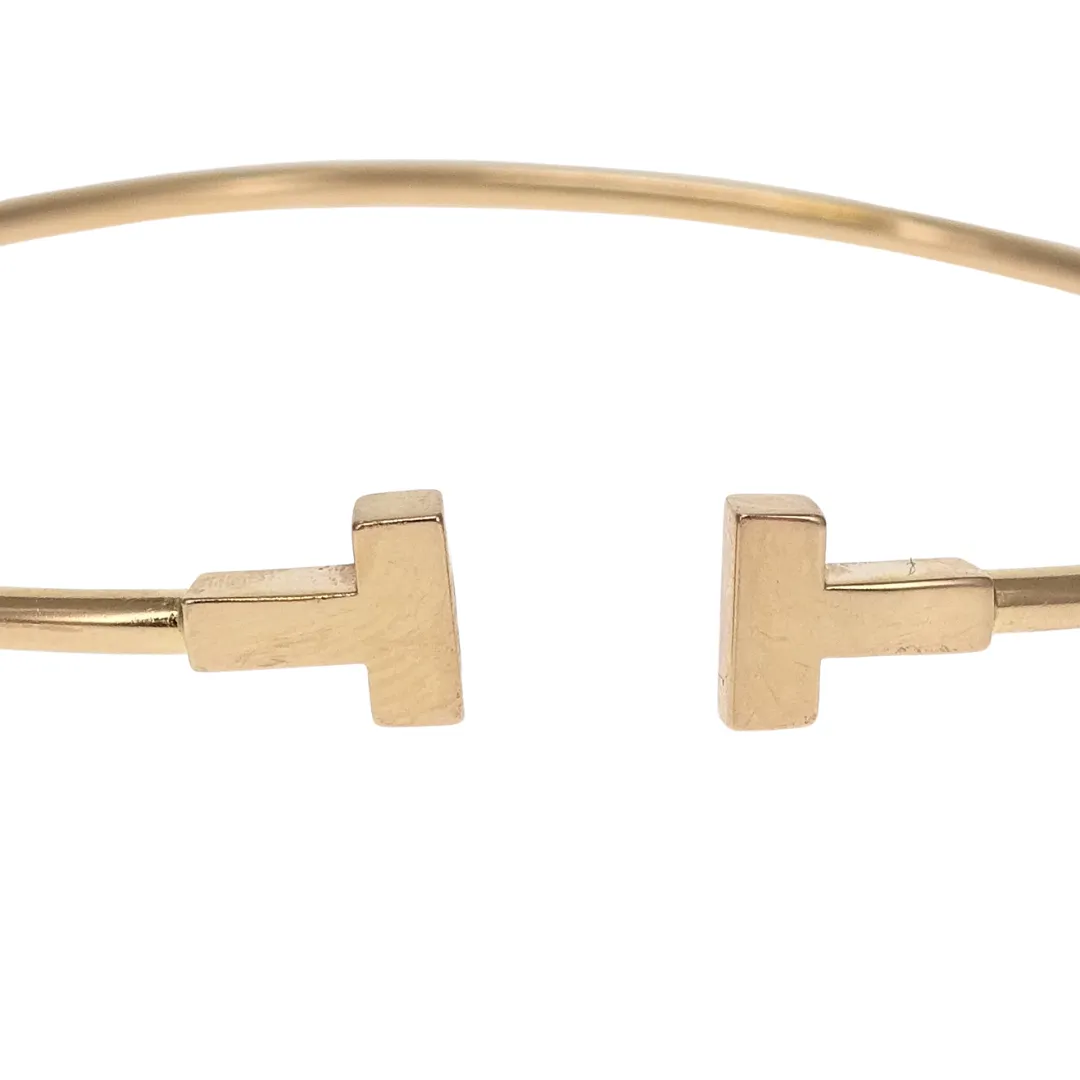 Tiffany & Co 18K Gold Narrow T Wire Bracelet