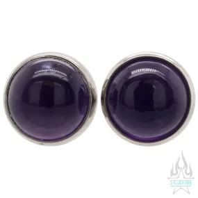 Titanium Natural Stone Cabochon Gem Plugs - Amethyst