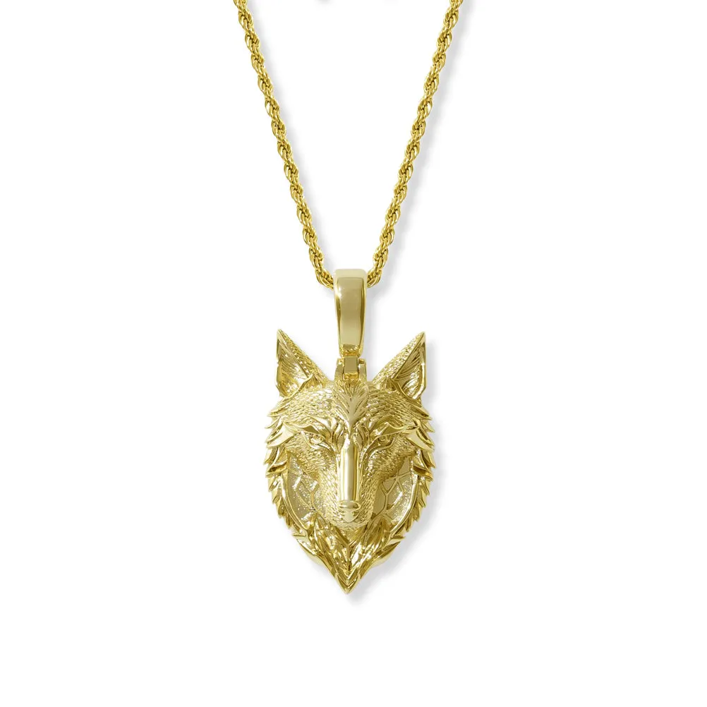 Tribal Wolf Necklace Pendant & Rope Chain