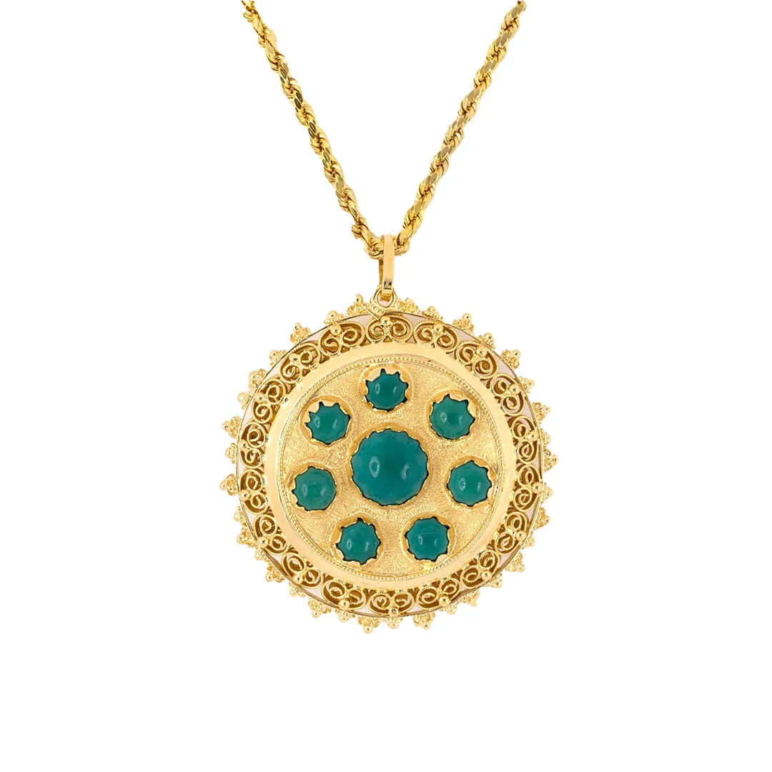 Turquoise Circular Pendant Necklace