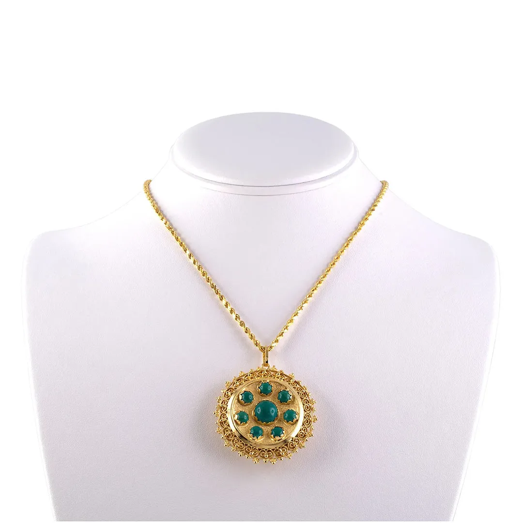 Turquoise Circular Pendant Necklace