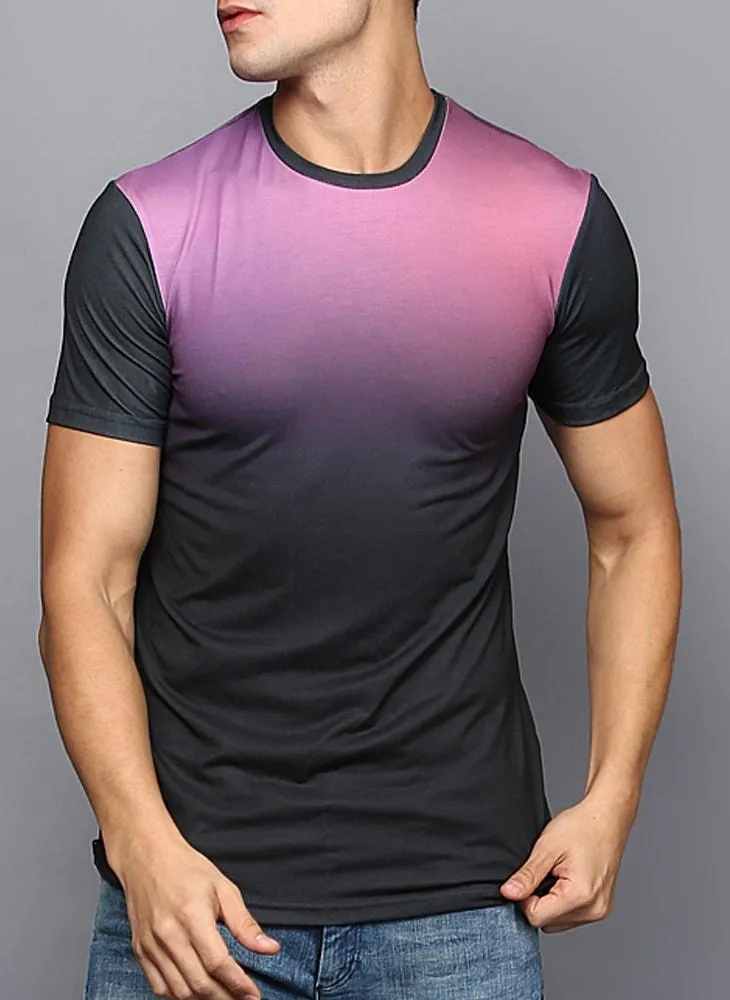 Two-tone Ombre Crew Neck T-shirt