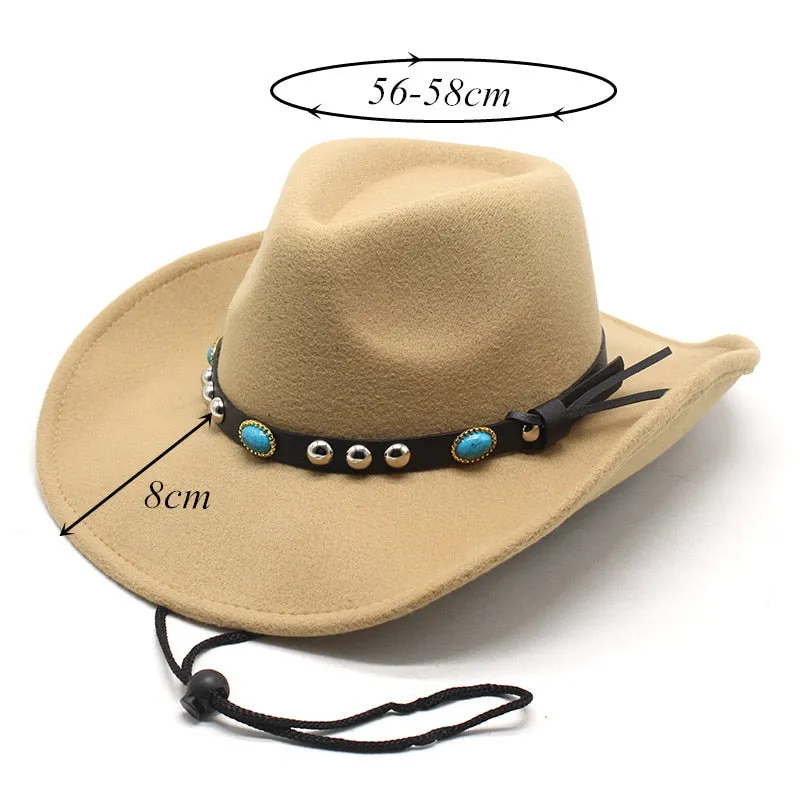 Unisex Casual Western Partywear Wide Brim Trilby Jazz Cowboy Hat