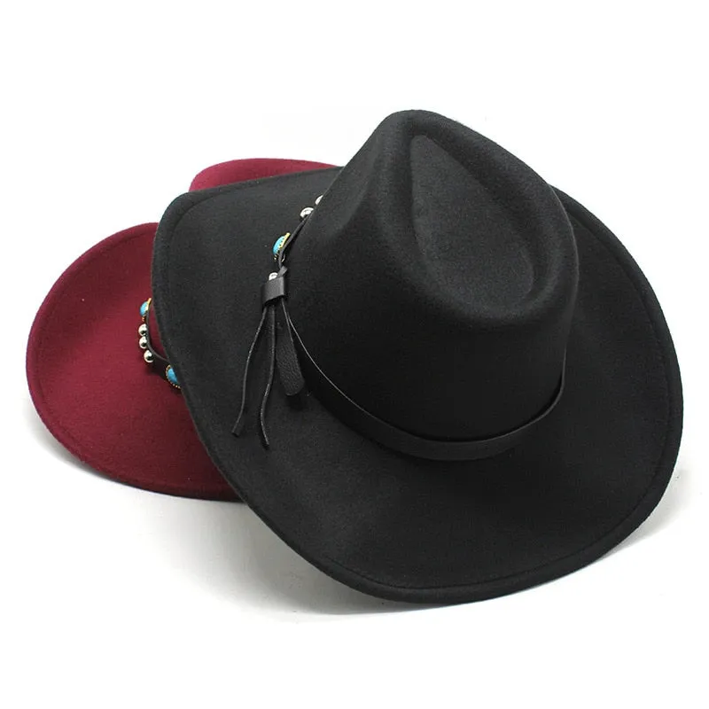 Unisex Casual Western Partywear Wide Brim Trilby Jazz Cowboy Hat