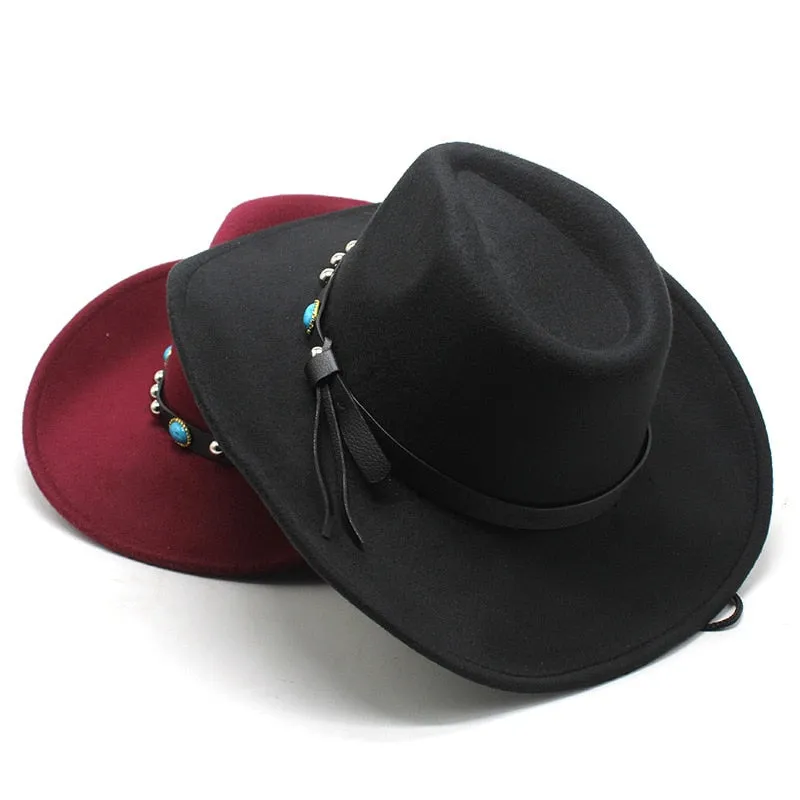 Unisex Casual Western Partywear Wide Brim Trilby Jazz Cowboy Hat