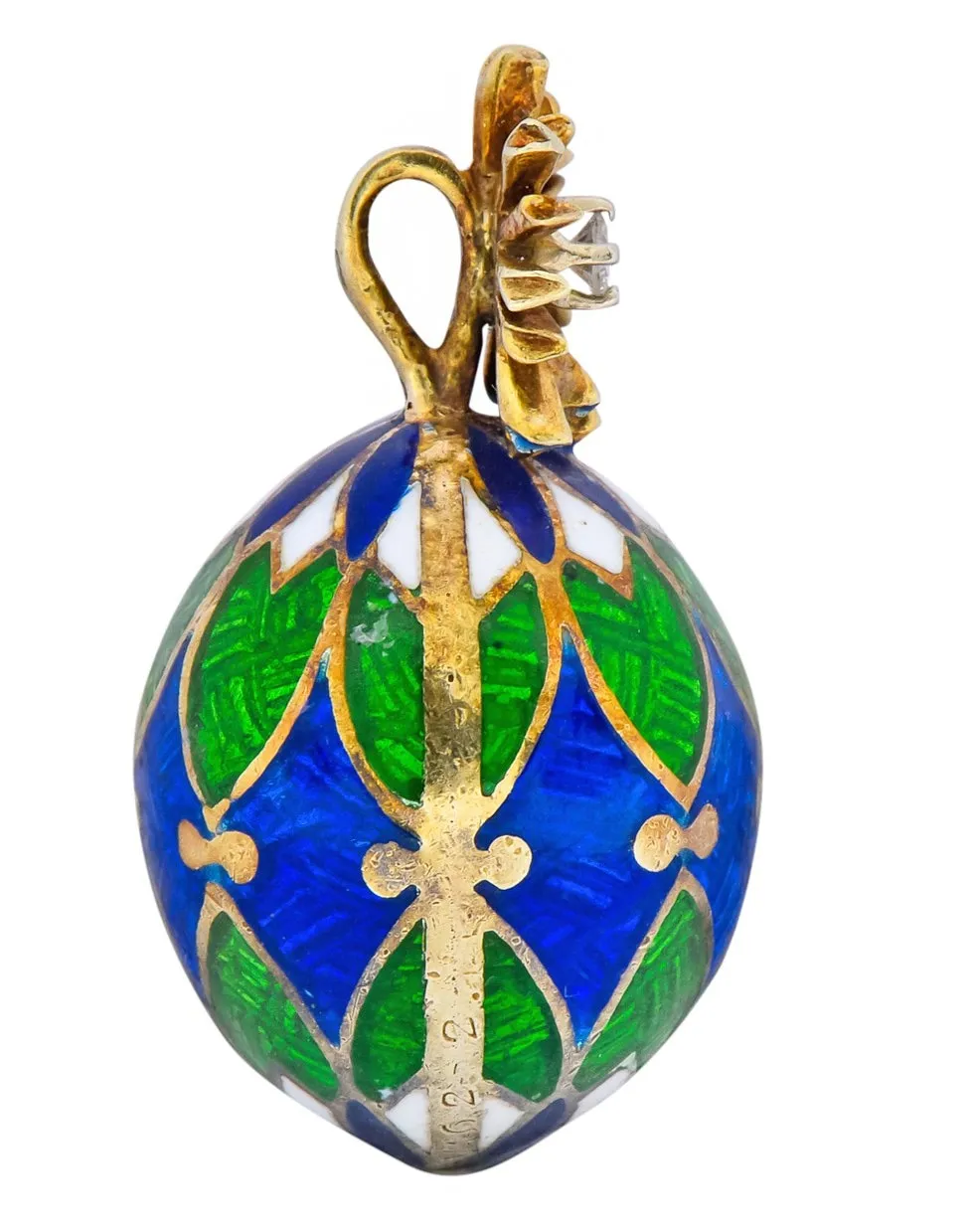 Van Cleef & Arpels Enamel Diamond 14 Karat Gold Egg Pendant Charm