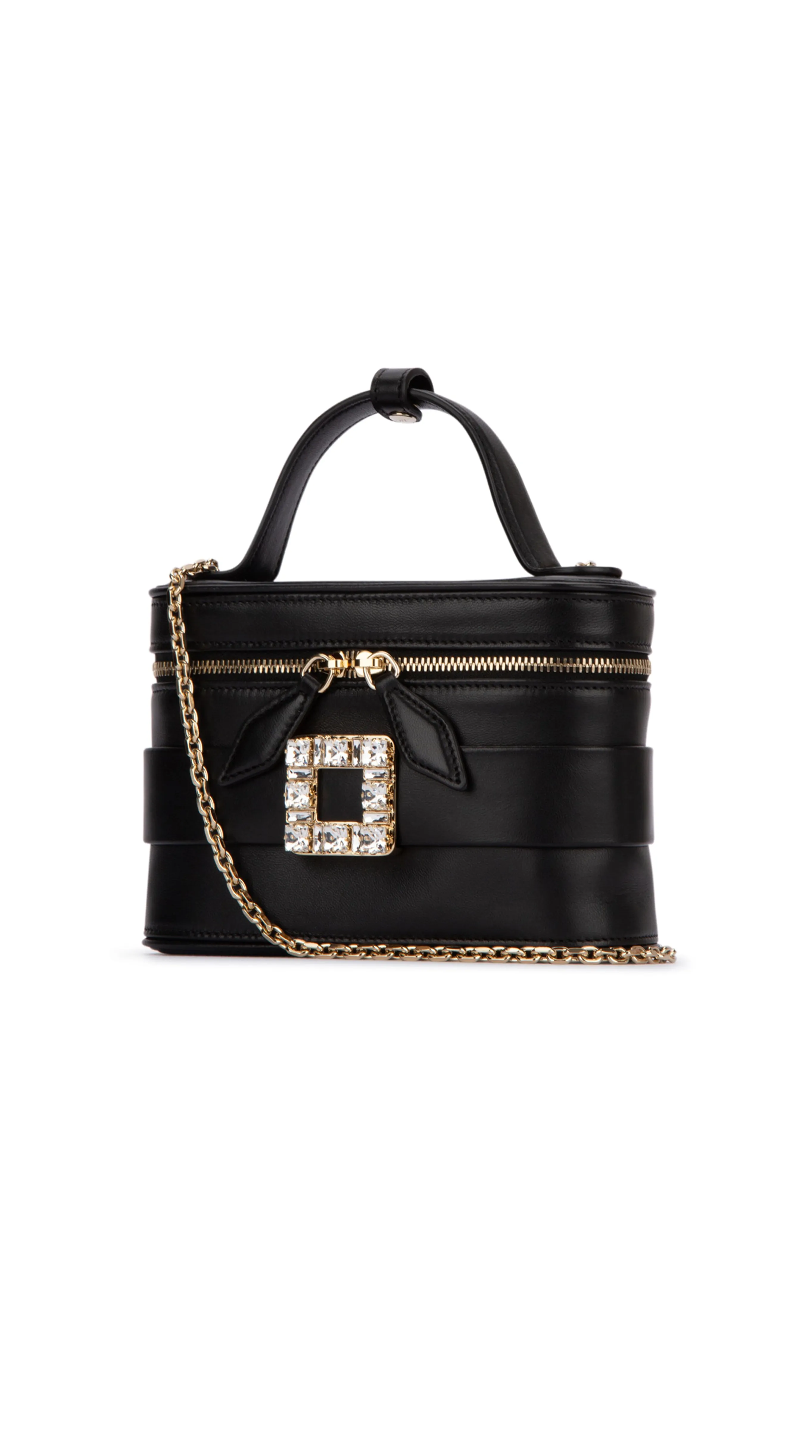 Vanity Strass Buckle Micro Bag in Leather - Black