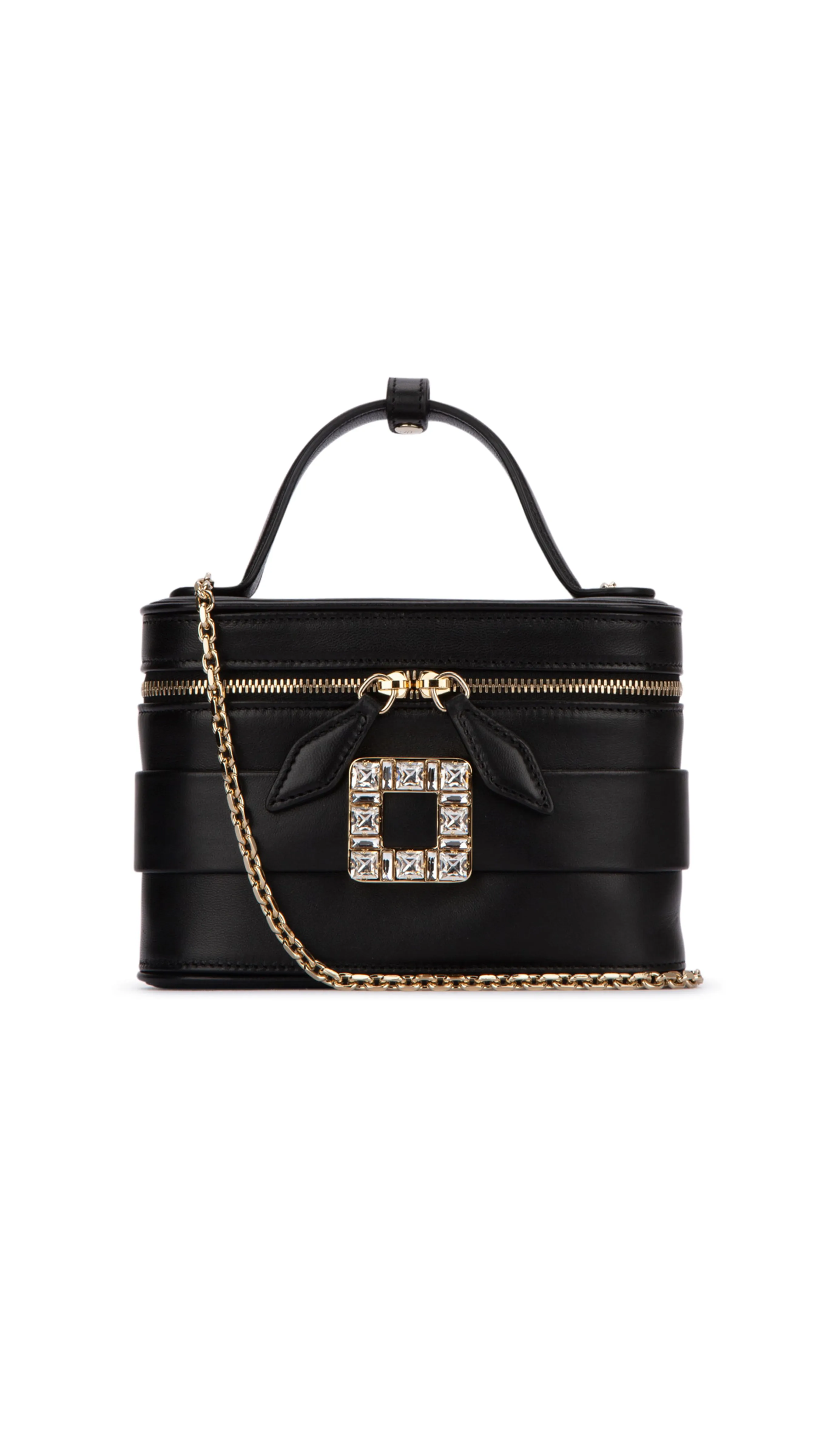 Vanity Strass Buckle Micro Bag in Leather - Black