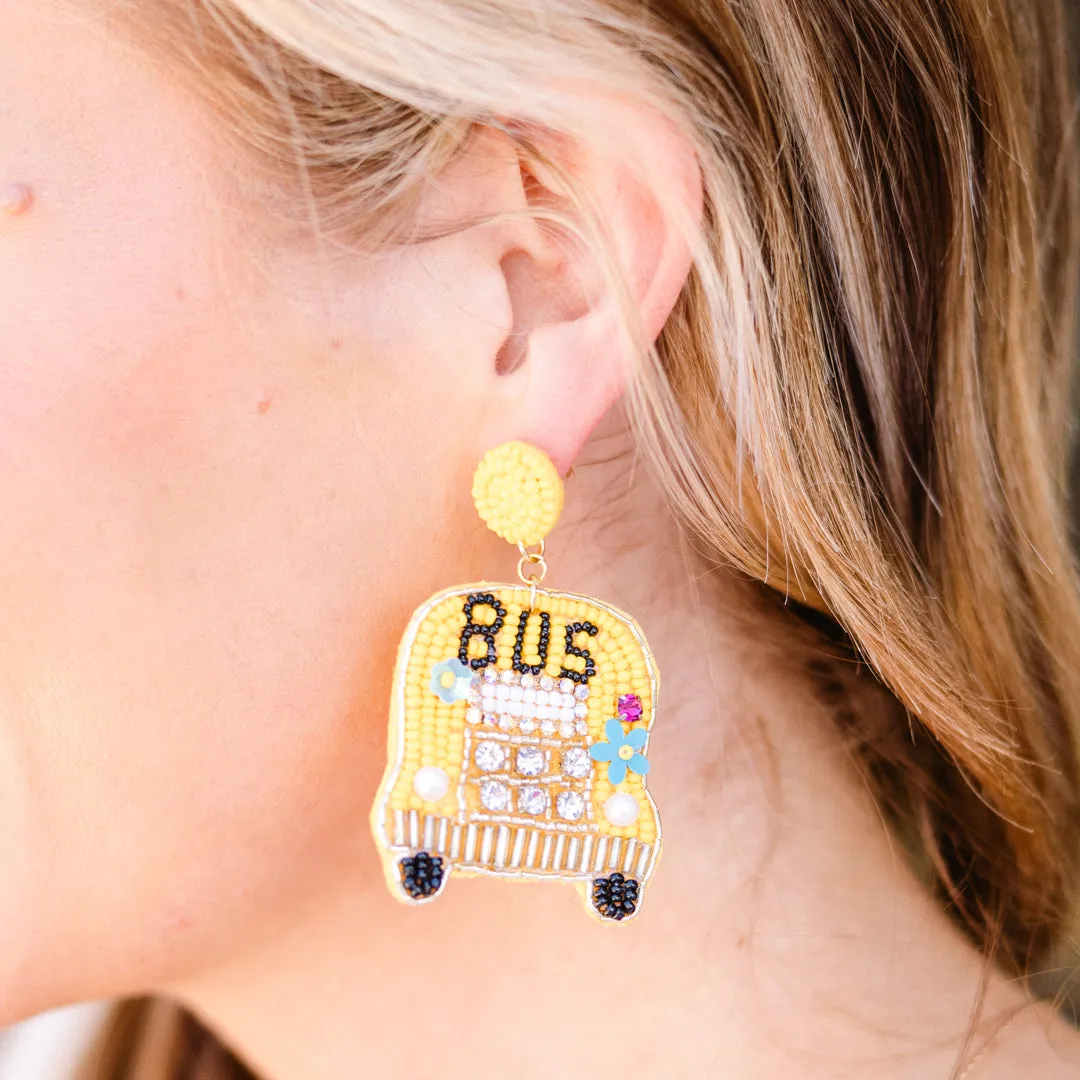 Wheels On The Bus Earrings, Yellow