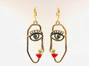 Wholesale Abstract Face Statement Earrings