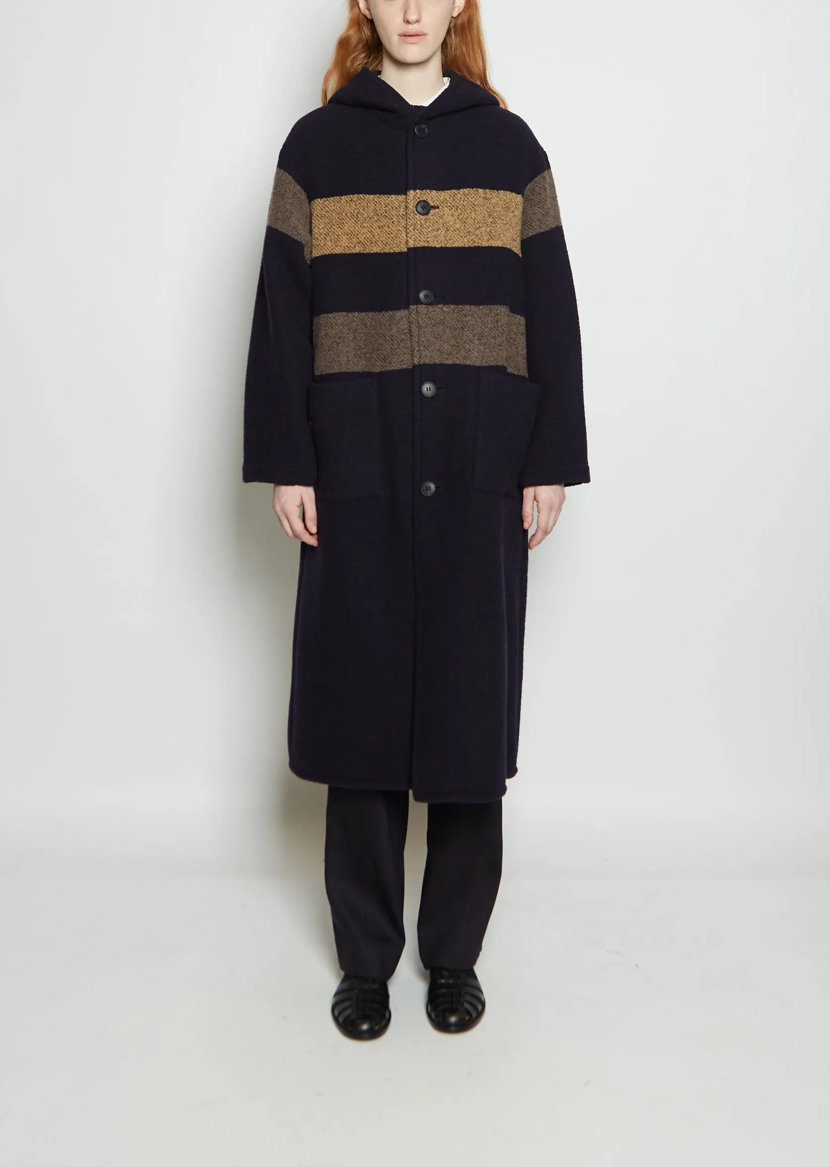 Wool Blend Loop Boa Long Coat