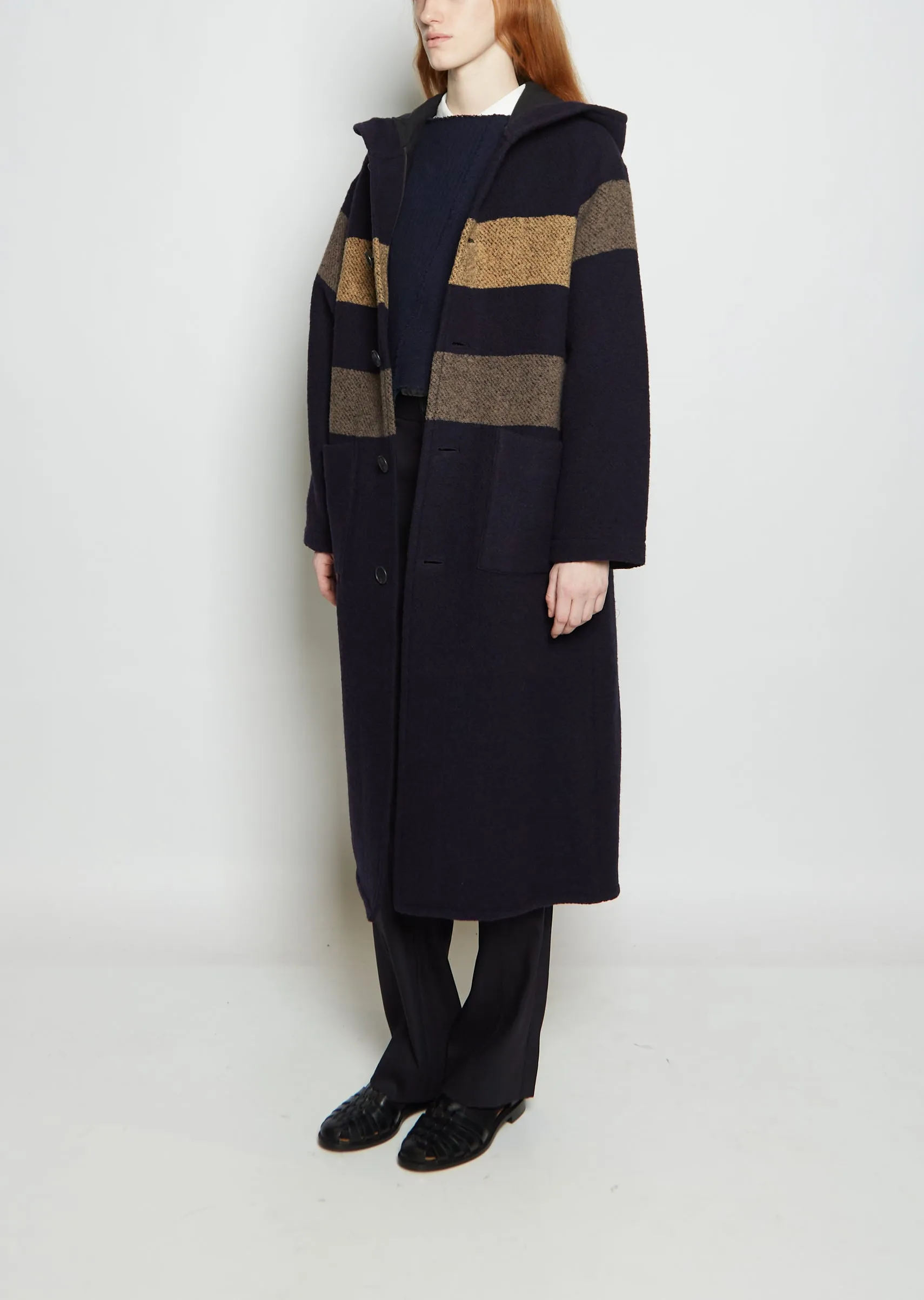 Wool Blend Loop Boa Long Coat