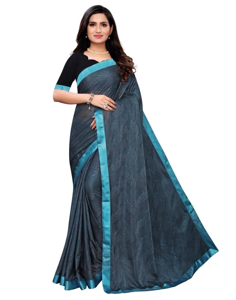 Yale Blue Coloured Lycra Embellished Partywear saree