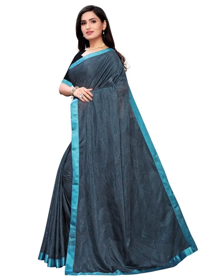 Yale Blue Coloured Lycra Embellished Partywear saree