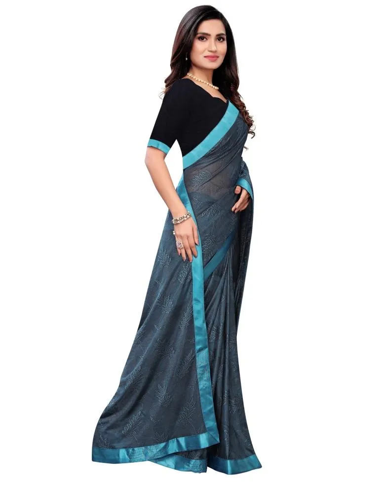 Yale Blue Coloured Lycra Embellished Partywear saree