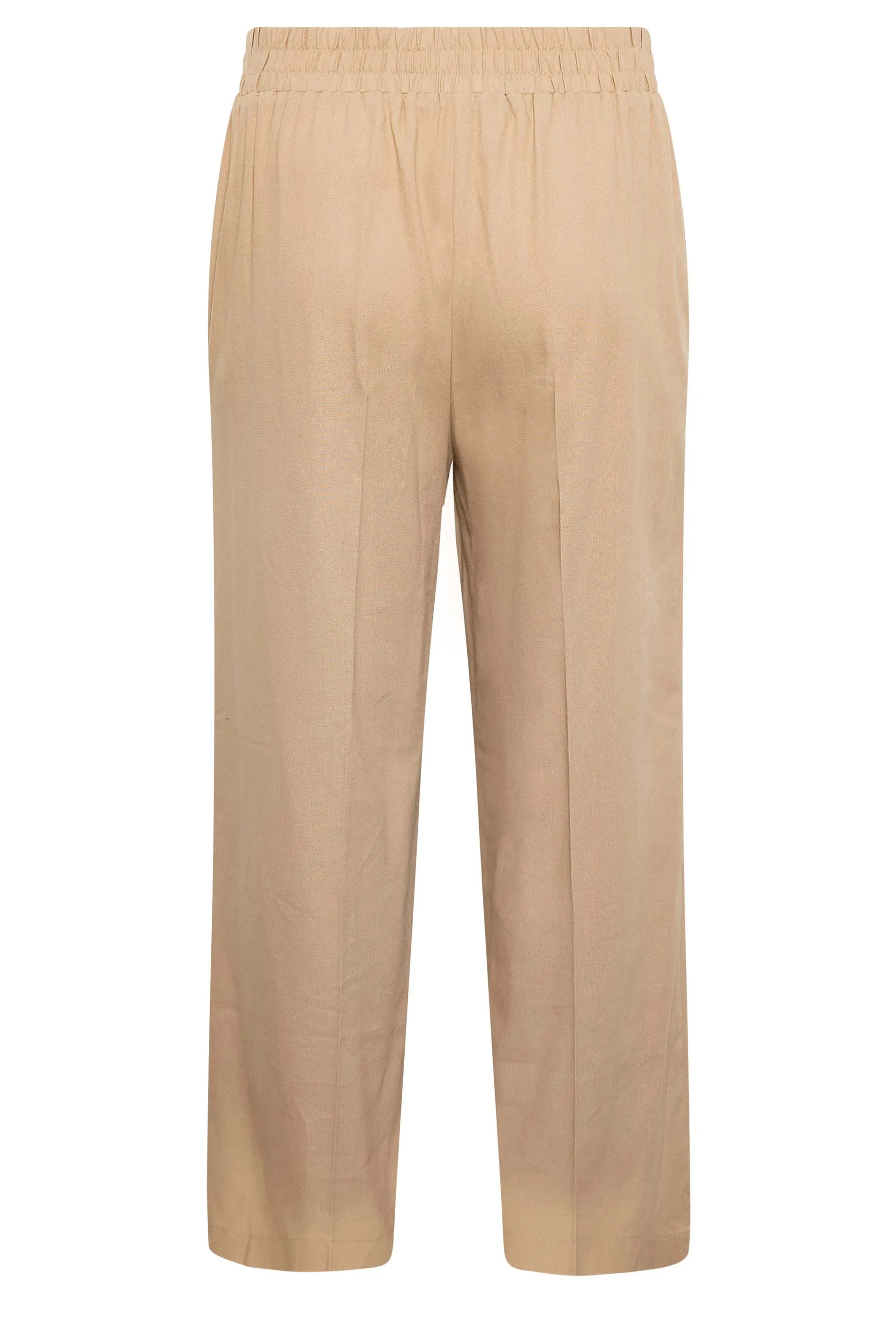 YOURS Curve Beige Brown Wide Leg Linen Trousers