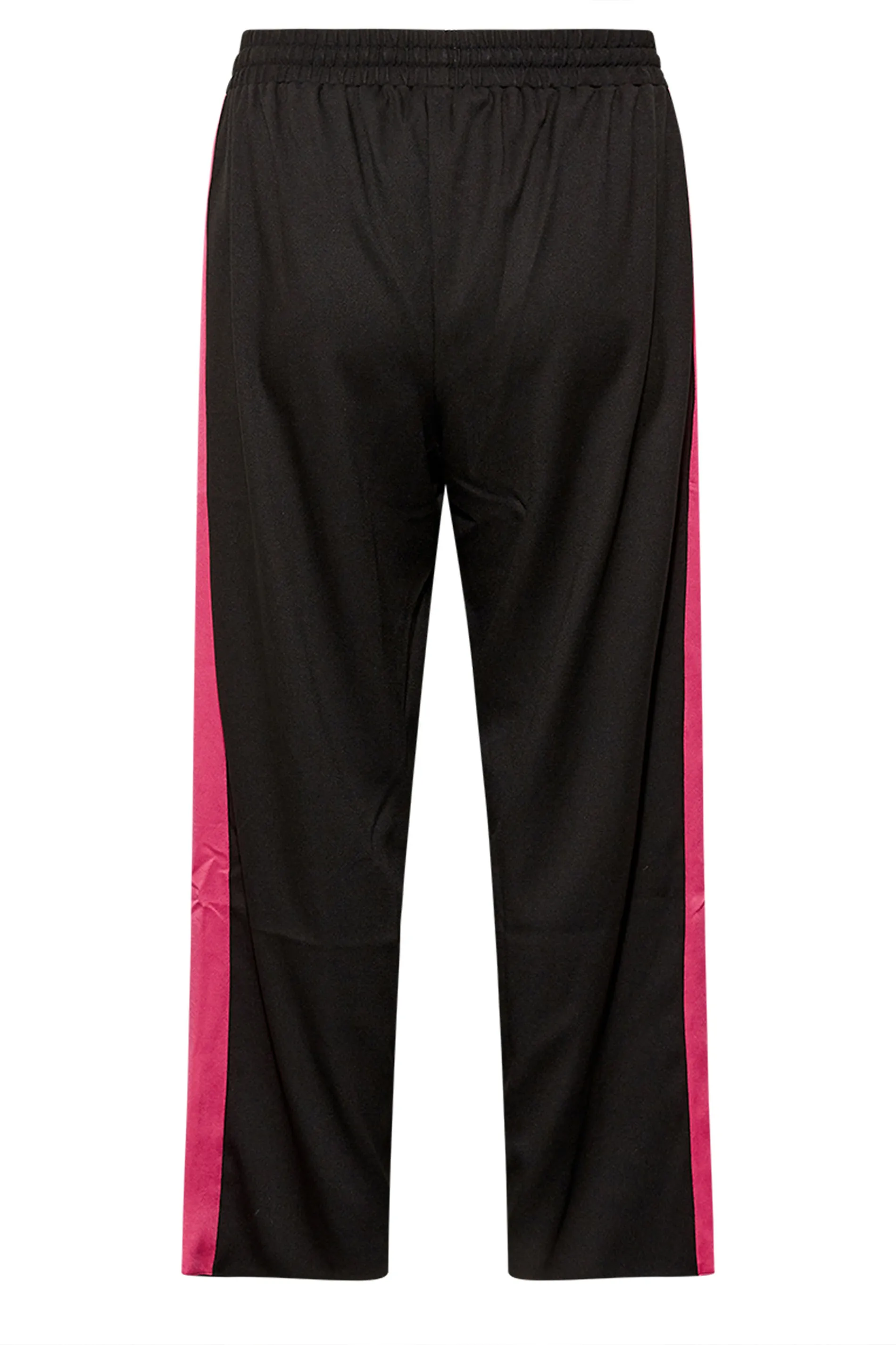 YOURS Curve Black & Pink Contrast Stripe Wide Leg Trousers