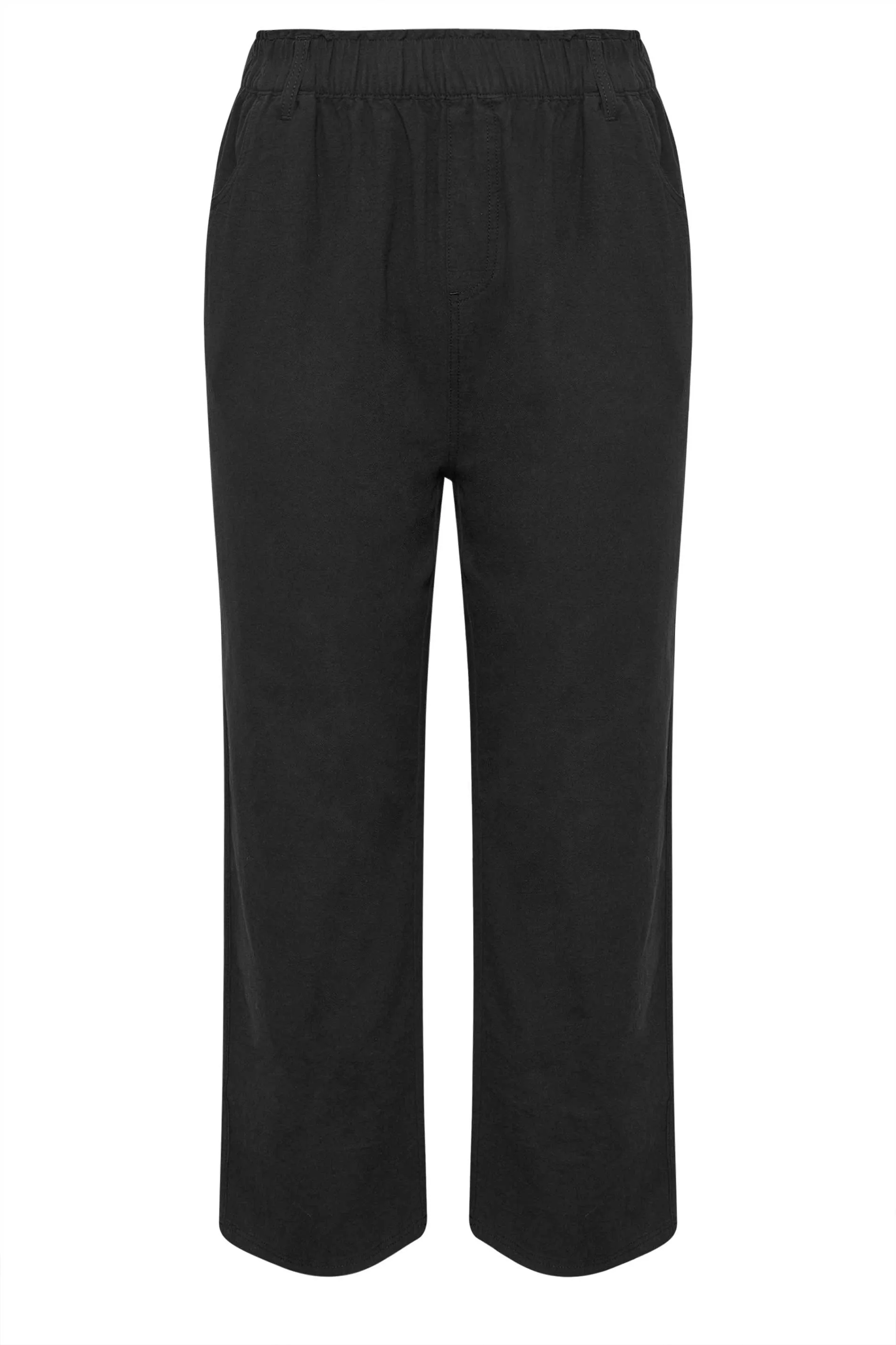 YOURS Curve Black Cool Cotton Wide Leg Trousers